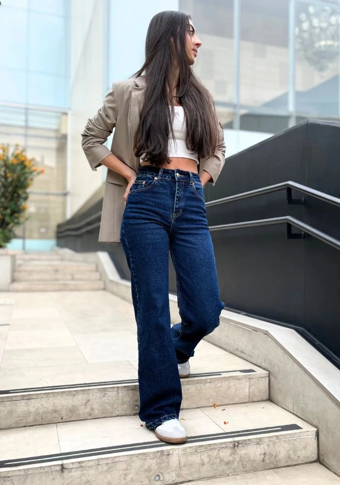 Jeans Wide Leg para Mujer Tono Azul Oscuro Confort Thunder Jeans