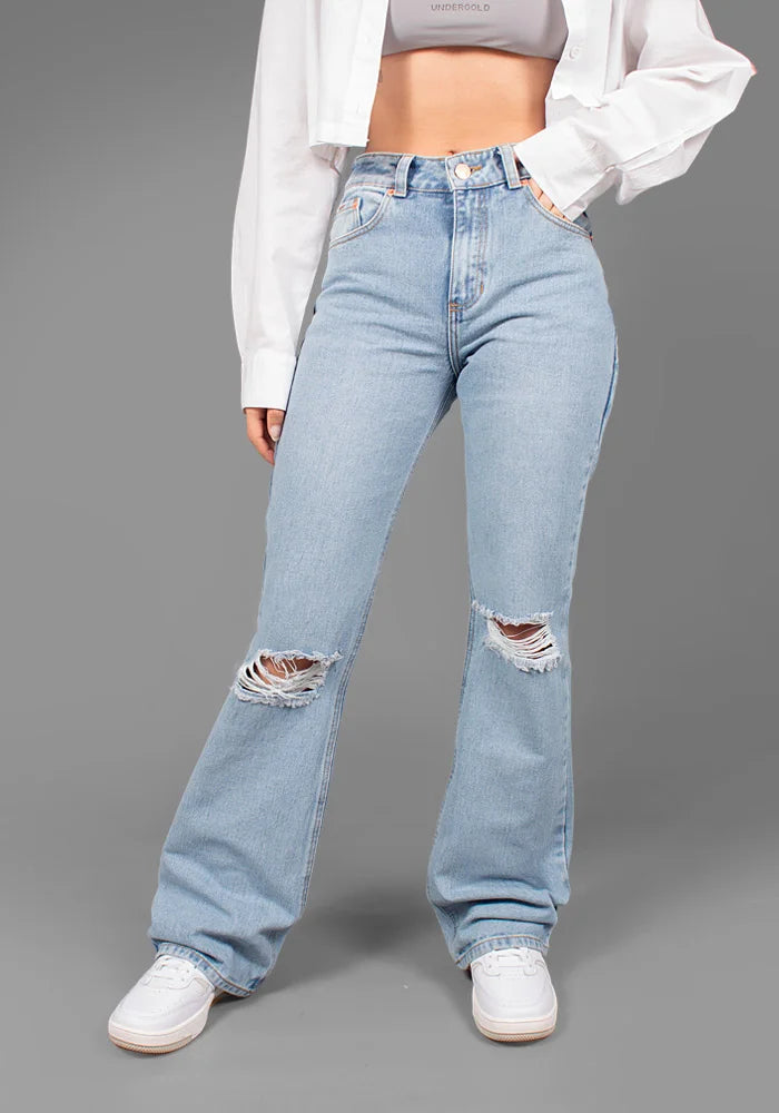 Pantalones Vaqueros Pantalones Super Rotos Mujer Jeans Wide Leg