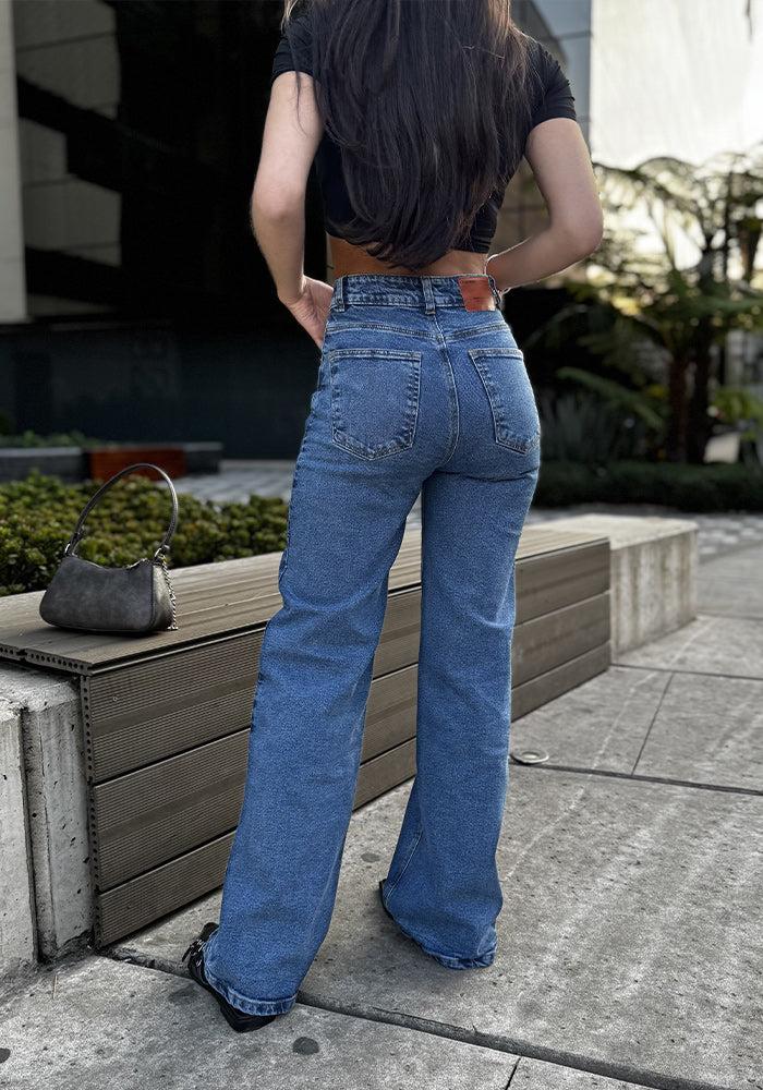 Jeans Wide Leg para Mujer Confort Medio Claro Thunder Jeans