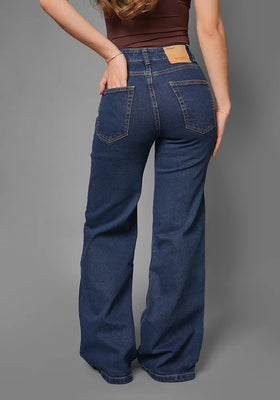 Jean Wide Leg para Mujer Azul Oscuro Confort con Lycra Thunder Jeans