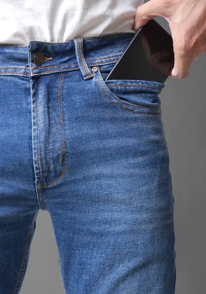 Jean para Hombre Skinny con Licra Color Azul Medio Claro Thunder