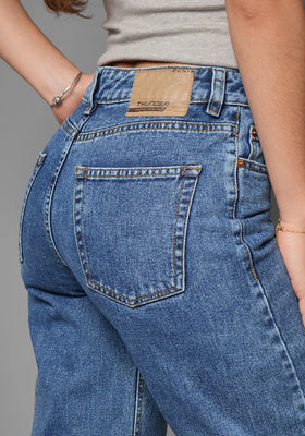 Jeans Wide Leg para Mujer Azul Medio Oscuro