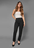 Jean Rigido Mom Fit Para Mujer Color Negro Mate