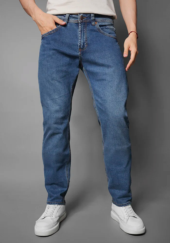 Jean Slim Relax para Hombre  Color Azul Medio marca Thunder