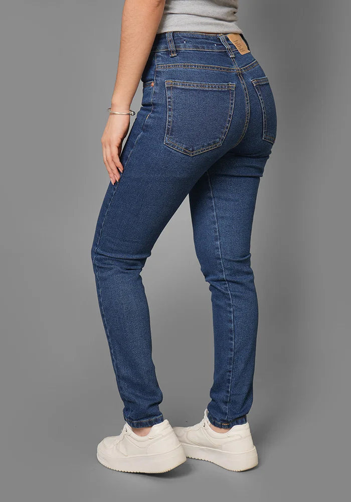 Jeans Straight Leg Azul Claro Con Rotos