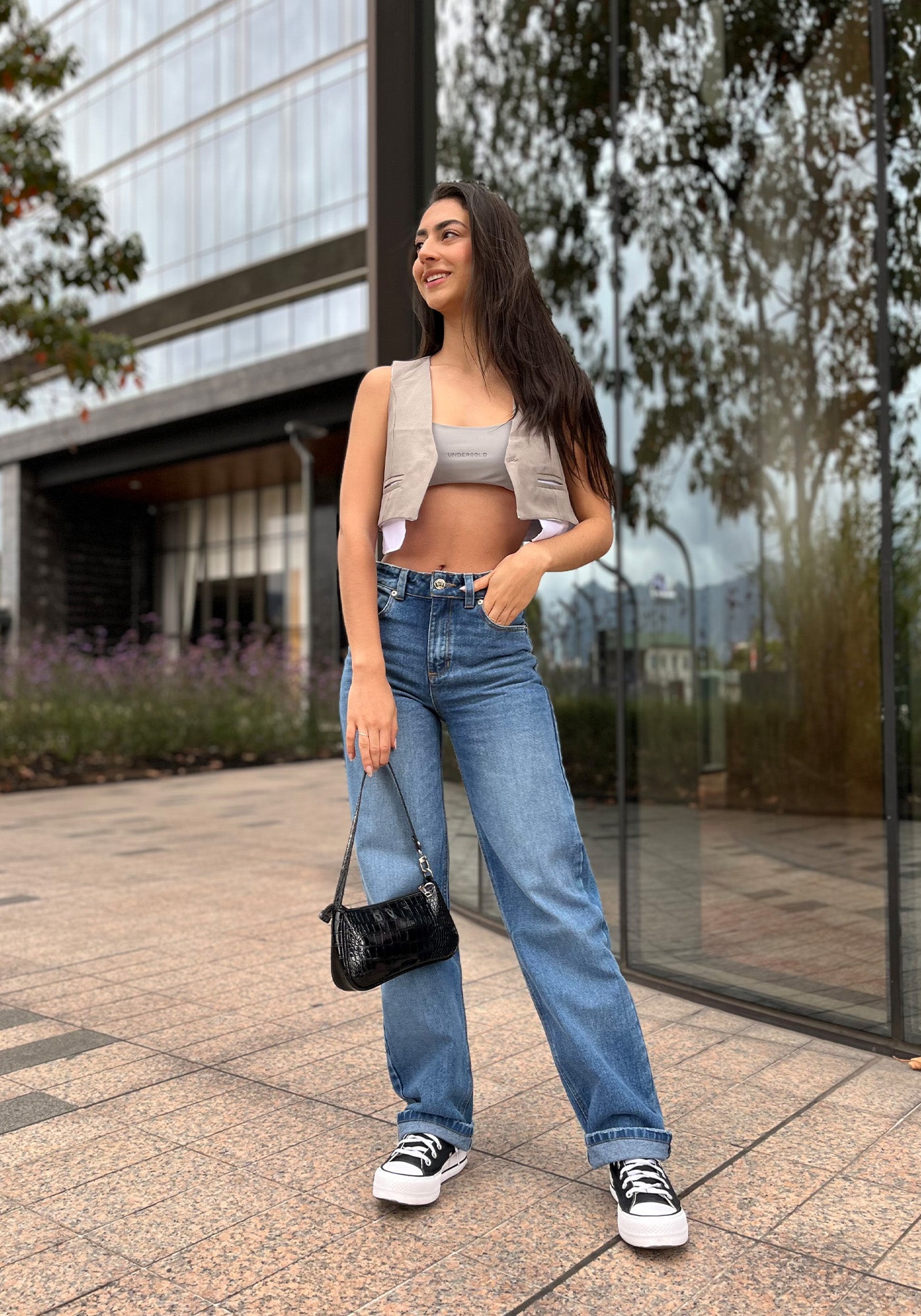 Jeans Straight Leg  Azul Medio
