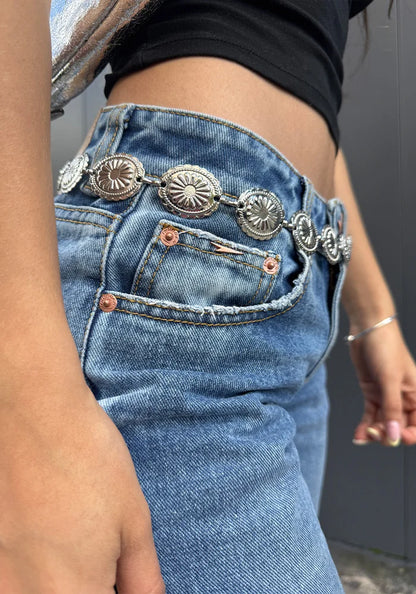 Jean para Mujer Wide Leg Tiro Bajo Azul Medio Claro