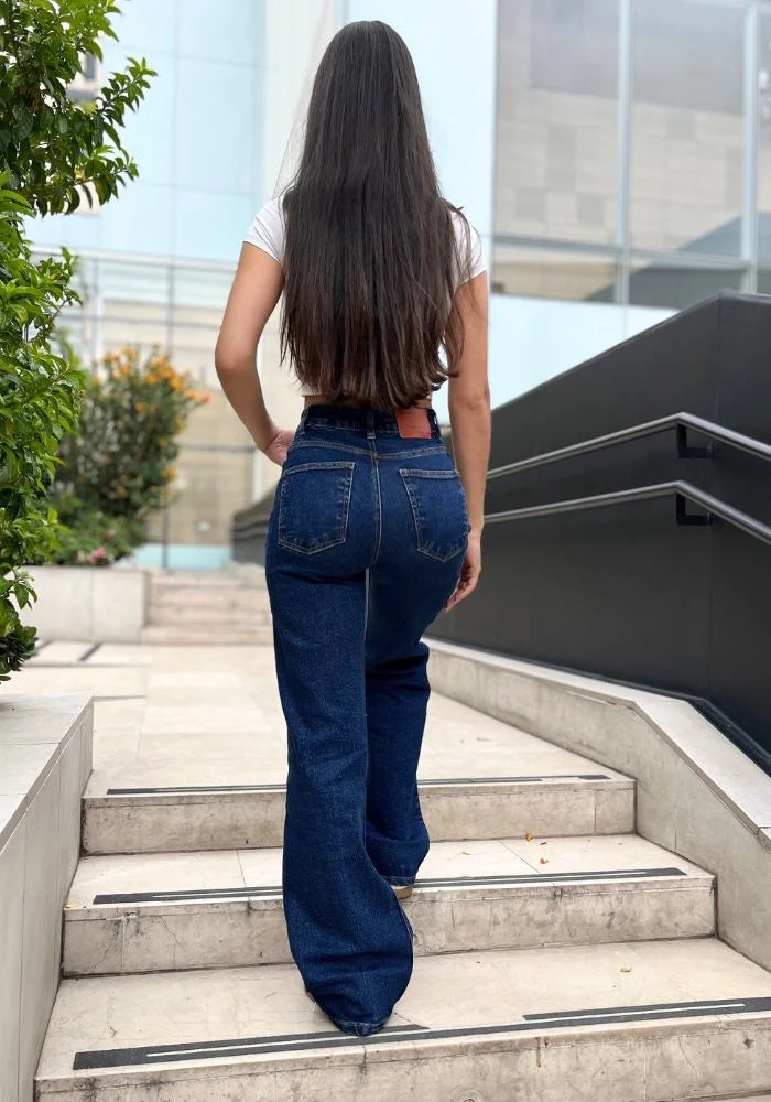 Jean Wide Leg para Mujer Azul Oscuro Confort con Lycra Thunder Jeans