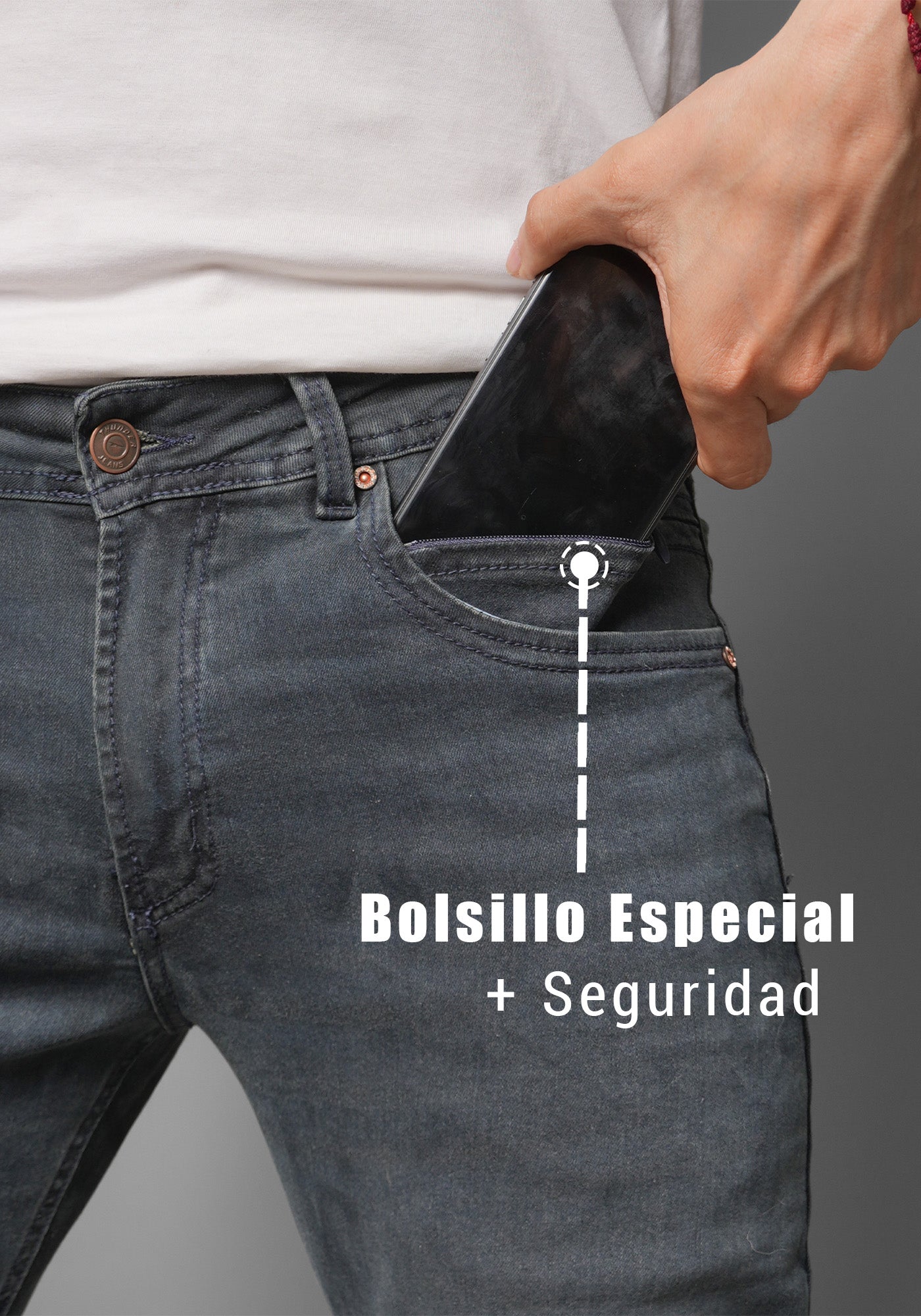 Jean para Hombre en Tono Azul Dirty Pardo marca Thunder