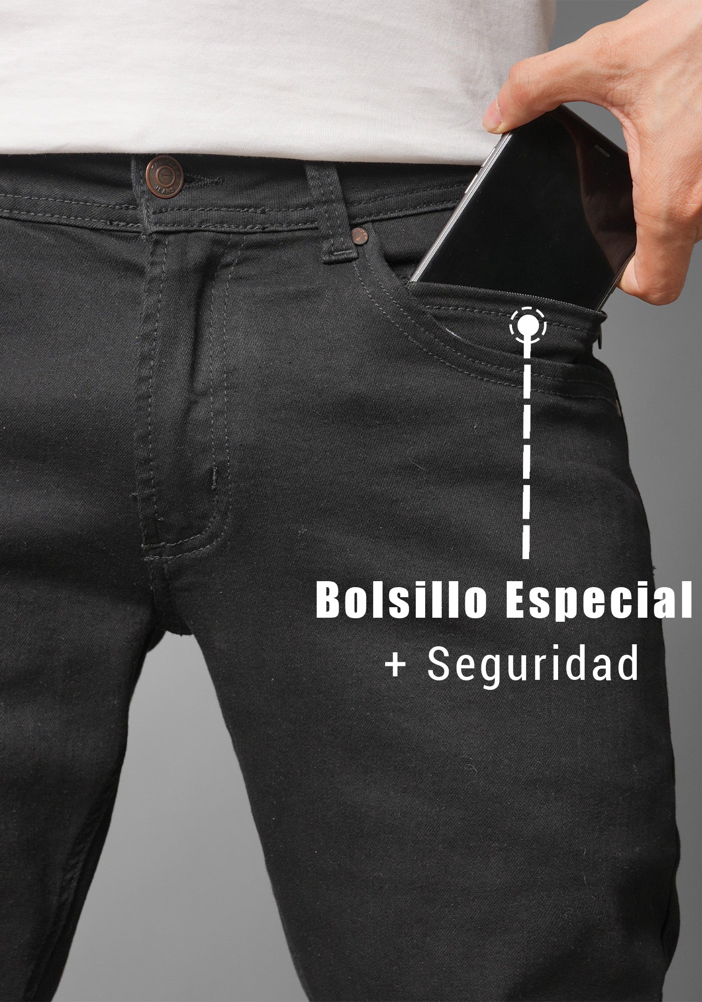 Jean para Hombre en Color Negro Mate Thunder