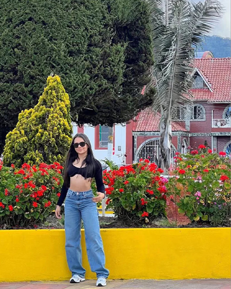 Experiencia de mujer usando un Jean Wide Leg Baggy thunder