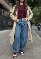 Jean Rígido Wide Leg Balloon para Mujer con Dirty