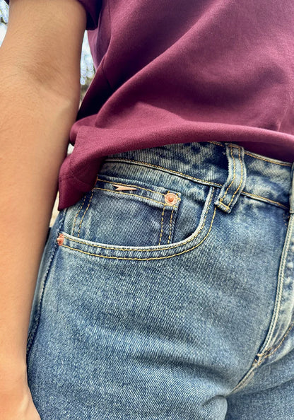 Jean Rígido Wide Leg Balloon para Mujer con Dirty