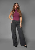 Wide leg Baggy Tiro Bajo Color Gris Oscuro para Mujer marca Thunder