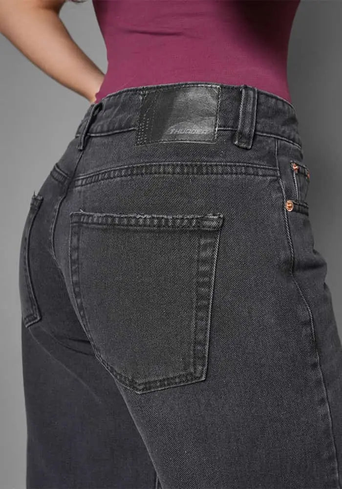 Wide leg Baggy Tiro Bajo Color Gris Oscuro para Mujer marca Thunder