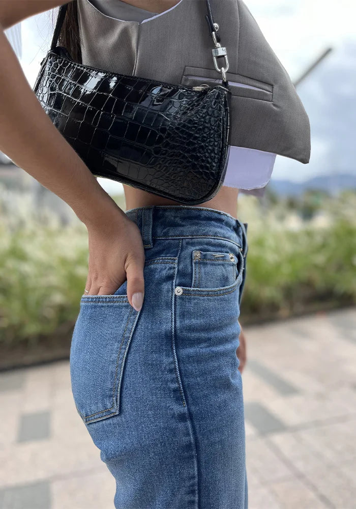 Jeans Straight Leg  Azul Medio