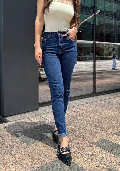 Mom Slim Fit Confort Azul Oscuro para Mujer