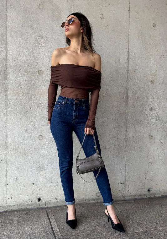 Mom Slim Fit Confort Azul Oscuro para Mujer