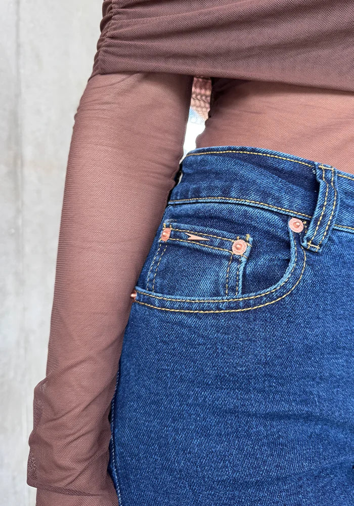 Mom Slim Fit Confort Azul Oscuro para Mujer