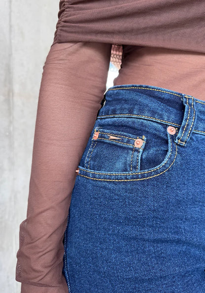 Mom Slim Fit Confort Azul Oscuro para Mujer
