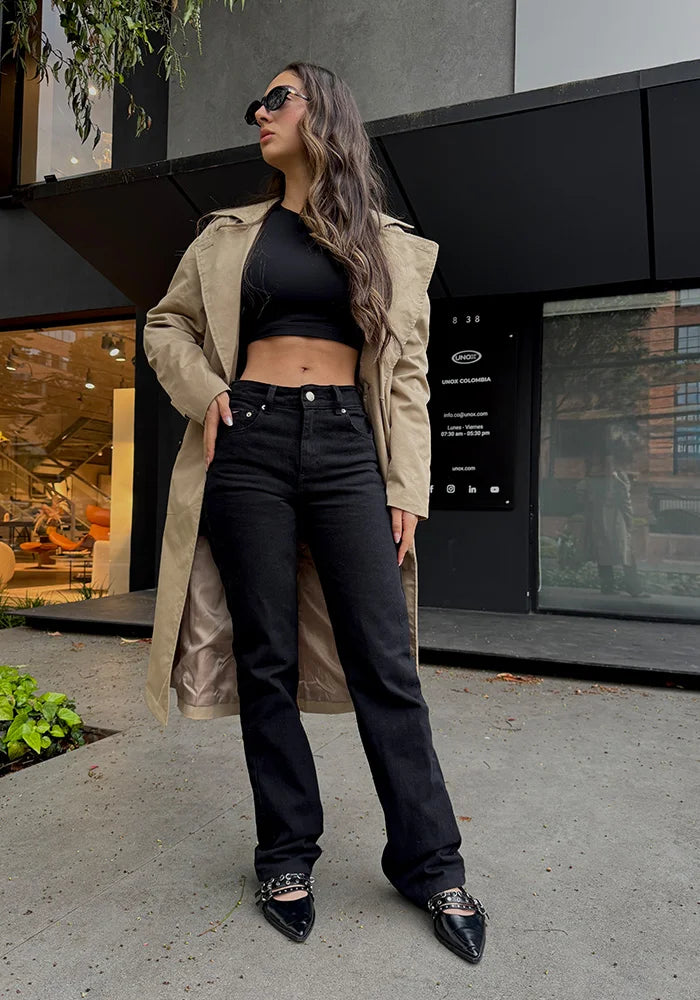 Jeans Straight Leg Negro