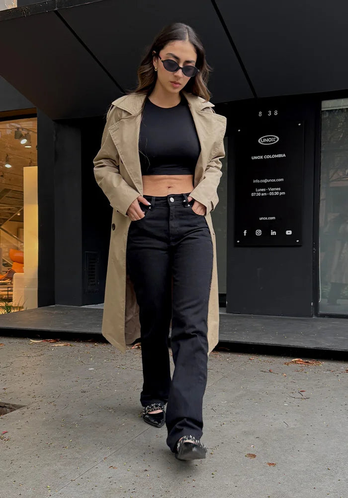 Jeans Straight Leg Negro