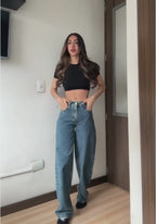 Jean Rígido Wide Leg Balloon para Mujer con Dirty