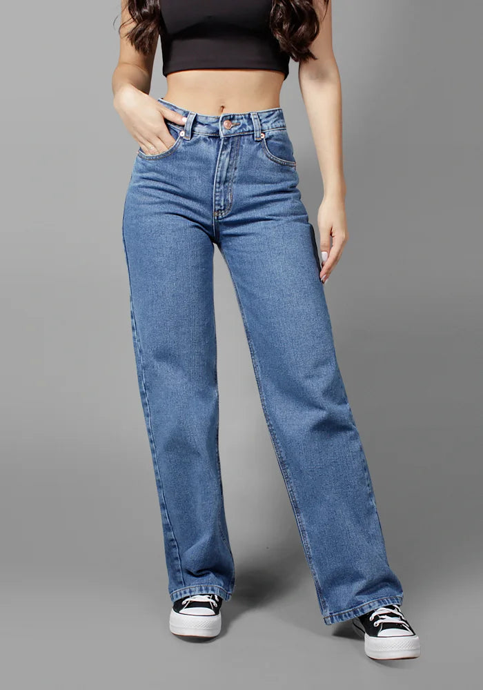 Jeans Wide Leg para Mujer Azul Oscuro