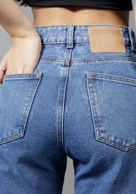 Jeans Wide Leg para Mujer Azul Medio Oscuro