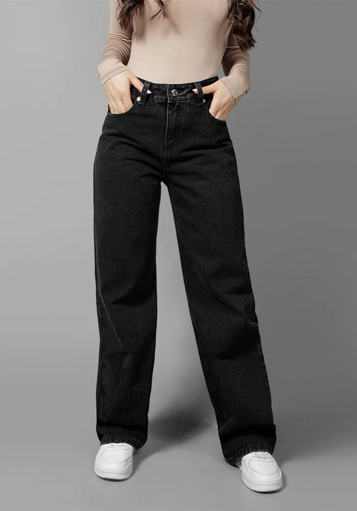 Jean wide leg rigido para Mujer Negro sky