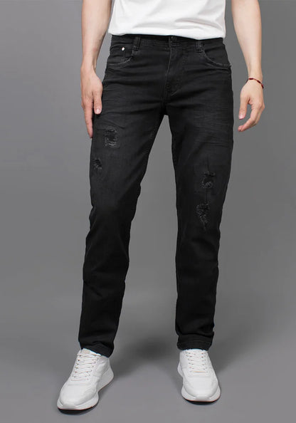 Jean Negro Hombre con Rotos Bordados Thunder Jeans Tienda