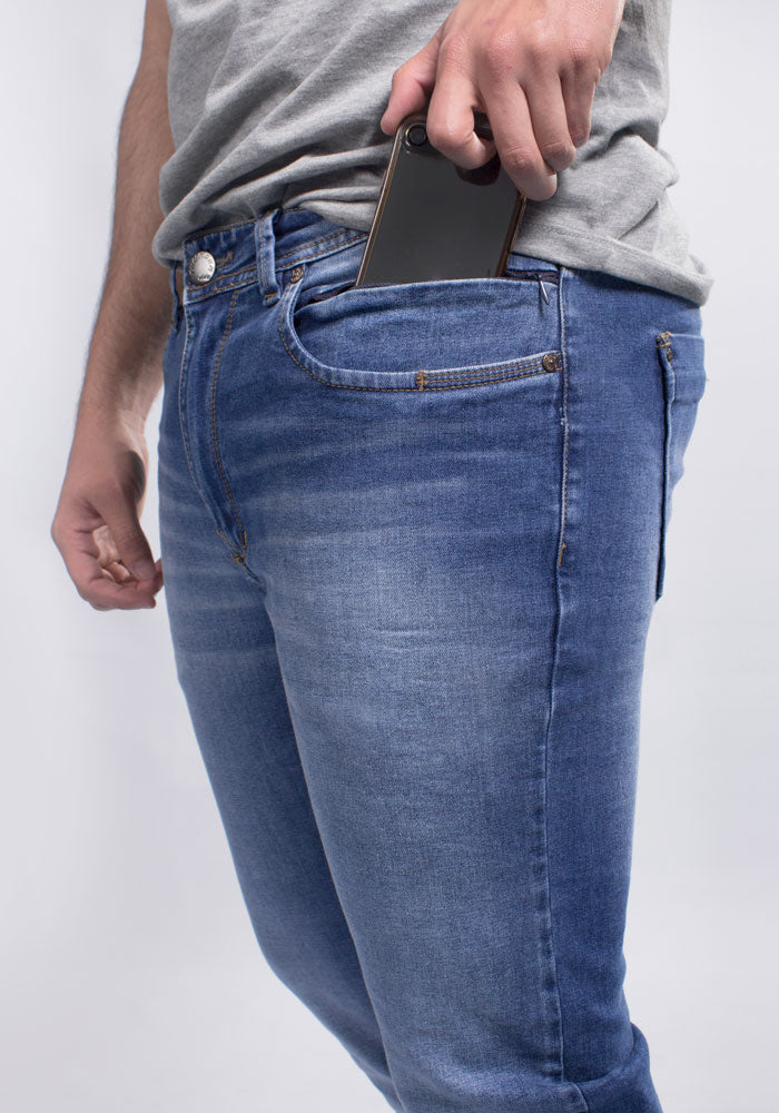 Jeans Moda Hombre Azul Medio