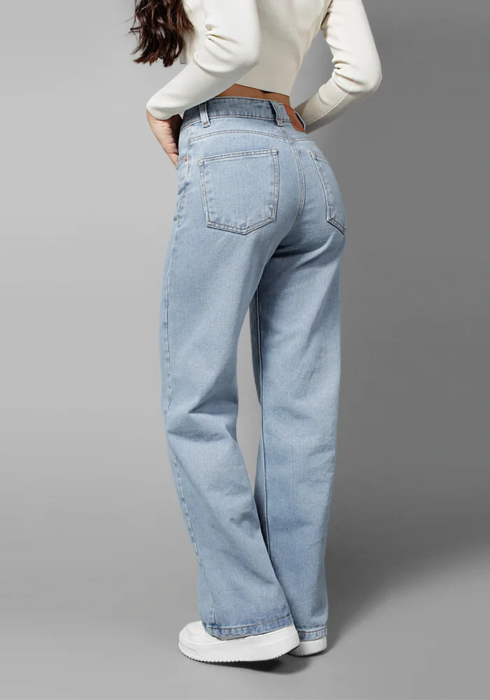 Jeans Wide Leg para Mujer Tono Claro Comfort Ref. 201013