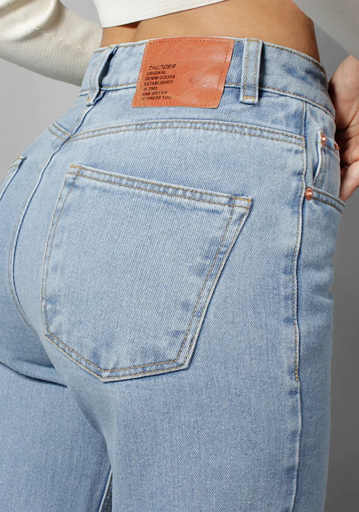 Jeans Wide Leg para Mujer Tono Claro Comfort